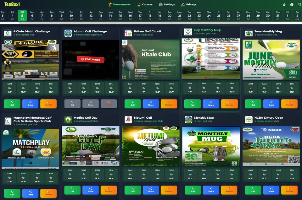 Teeboxi Golf Management Platform product screenshot